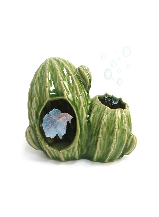 Deapeey Aquarium Decor Cave Betta Fish Tank Accessories Ornaments Cactus House Hideout for Shrimp Cichlid Hermit Crab, Octopus Hiding Breeding for Tank (Green Cactus) - Image 1